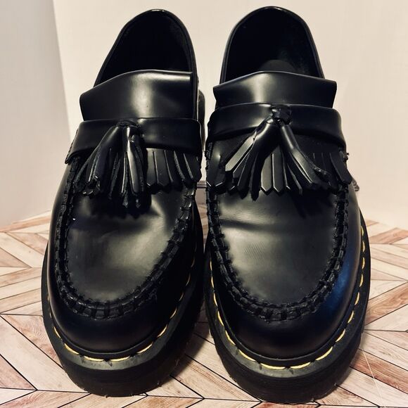 Dr Martens Adrian Quad Leather Platform Tassel Loafers‎ Black M 8 W 9 Kiltie main image 7